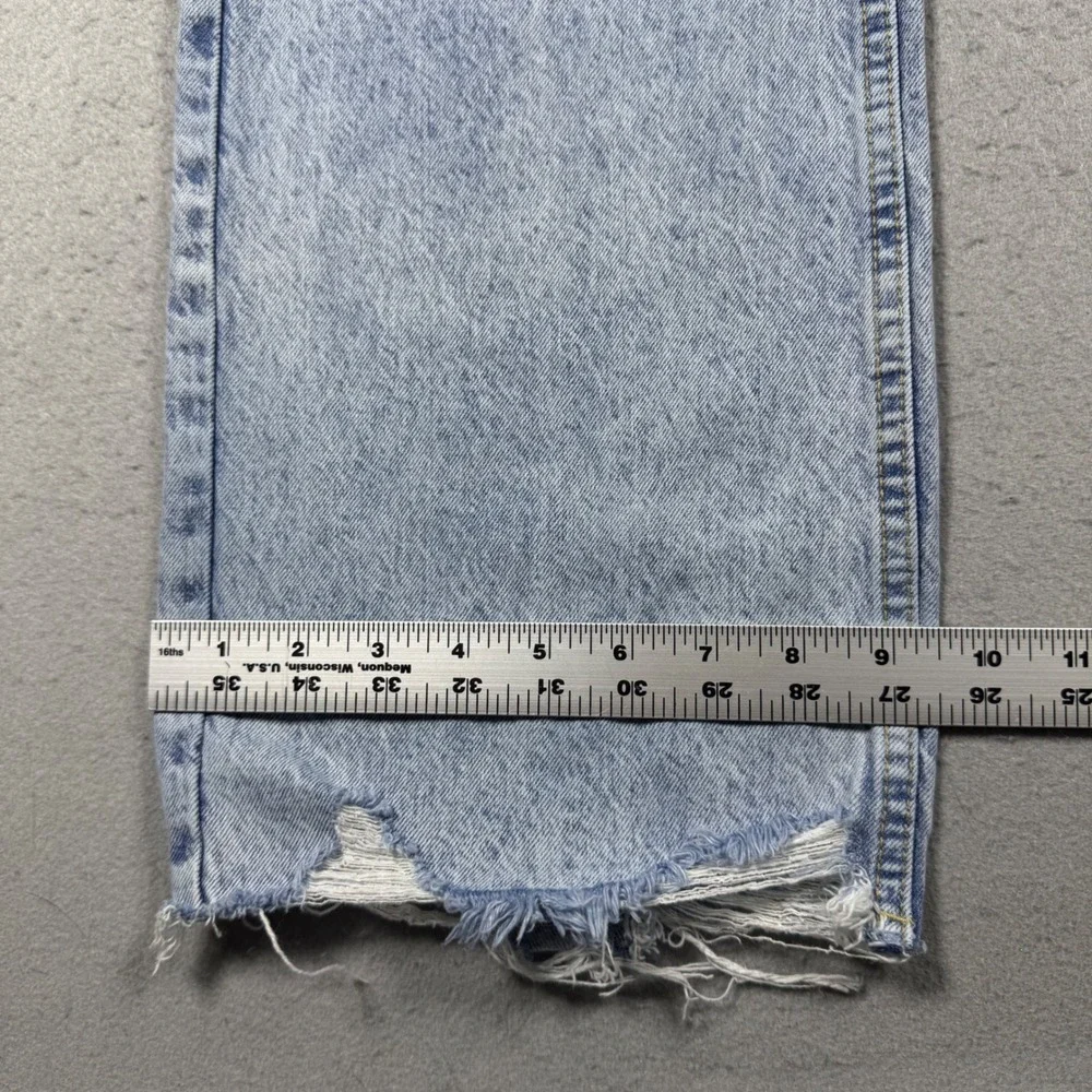 Zara Men(uni) Light Wash Straight Leg Distressed Raw Hem JeansBlue Denim Size 32
